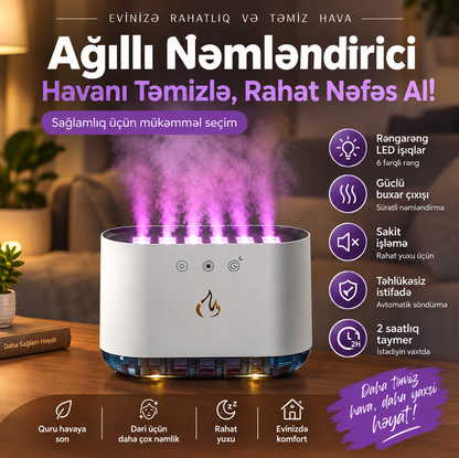 GlowAir Pro™ – 6 Çıxışlı Smart Hava Rütubətləndirici