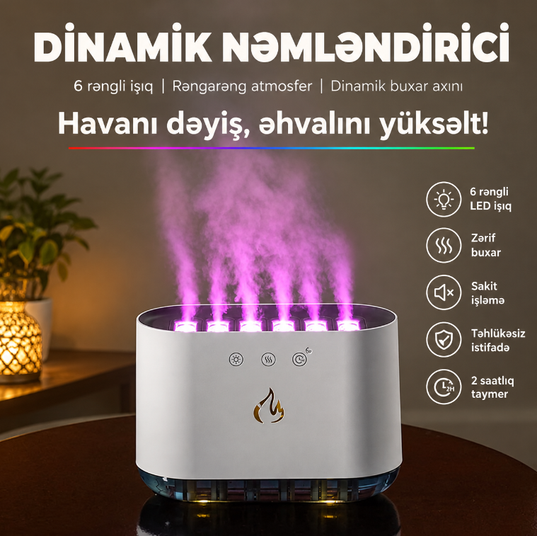 GlowAir Pro™ – 6 Çıxışlı Smart Hava Rütubətləndirici